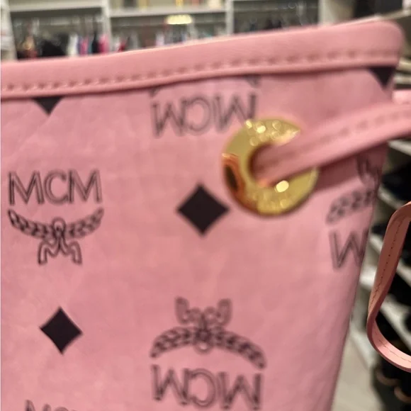 MCM Visetos monogram canvas shopper with zip pouch and nappa leather trim New - Picture 9 of 13